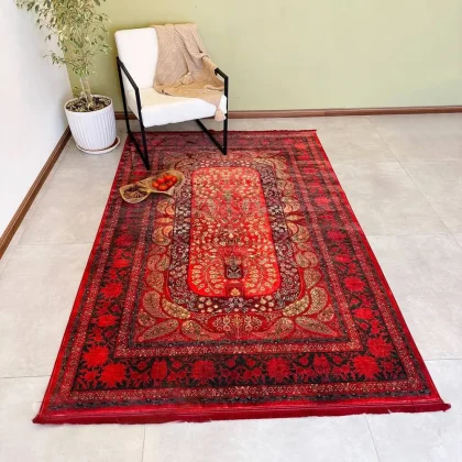 فرش هلنا 25NH0060 لاکی معادل 77 رج دستبافت