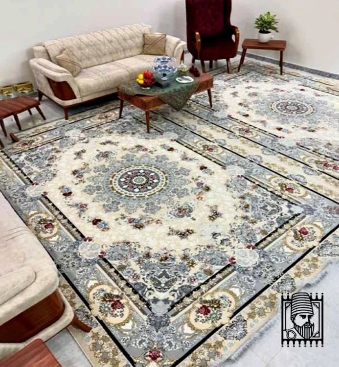 فرش طرح سارا کرم 700 شانه گل برجسته