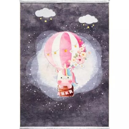 فرش کودک طرح اسب تک شاخ بالن سوار کد 2599009090 تمام رنگ 700 شانه