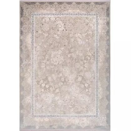 فرش طرح 10LA0180 نسکافه ای 1500 شانه گل ابریشم