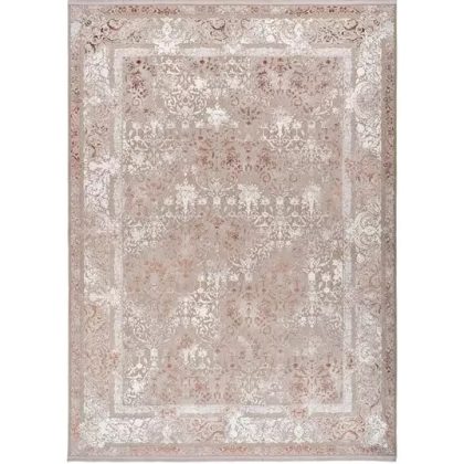 فرش طرح 10LA0250 نسکافه ای 1500 شانه گل ابریشم