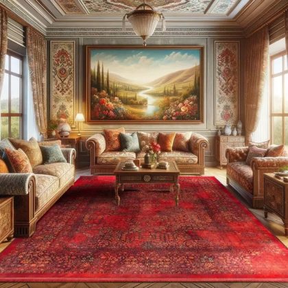 فرش هلنا 25NH0000 لاکی معادل 77 رج دستبافت