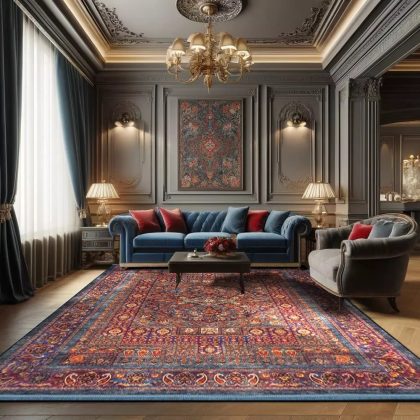 فرش هلنا 25NH0010 خزه ای 77 رج دستبافت