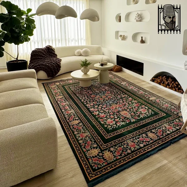 فرش باغ گل سبز کد 250290