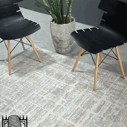 فرش مدرن روما کد 42027 کرم نقره ای