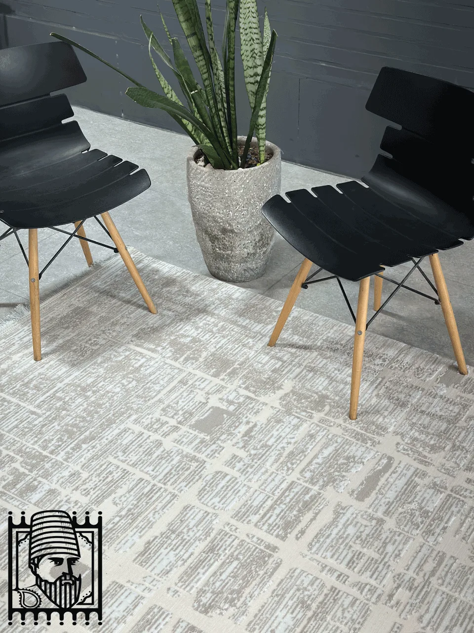 فرش مدرن روما کد 42027 کرم نقره ای