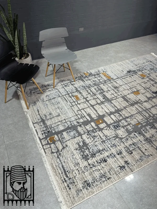 فرش مدرن روما کد 42027 بژ سرمه ای