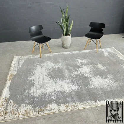 فرش مدرن روما کد 42045 کرم نقره ای
