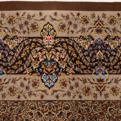 فرش 1500 شانه طرح دستباف 2001118 قهوه ای