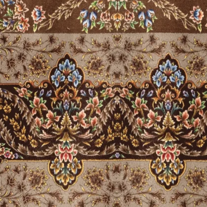 فرش 1500 شانه طرح دستباف 2001118 قهوه ای