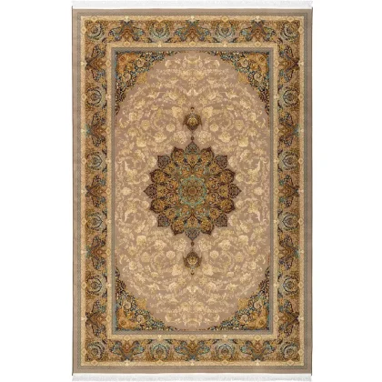 فرش 1500 شانه طرح دستباف 200112 خاکی