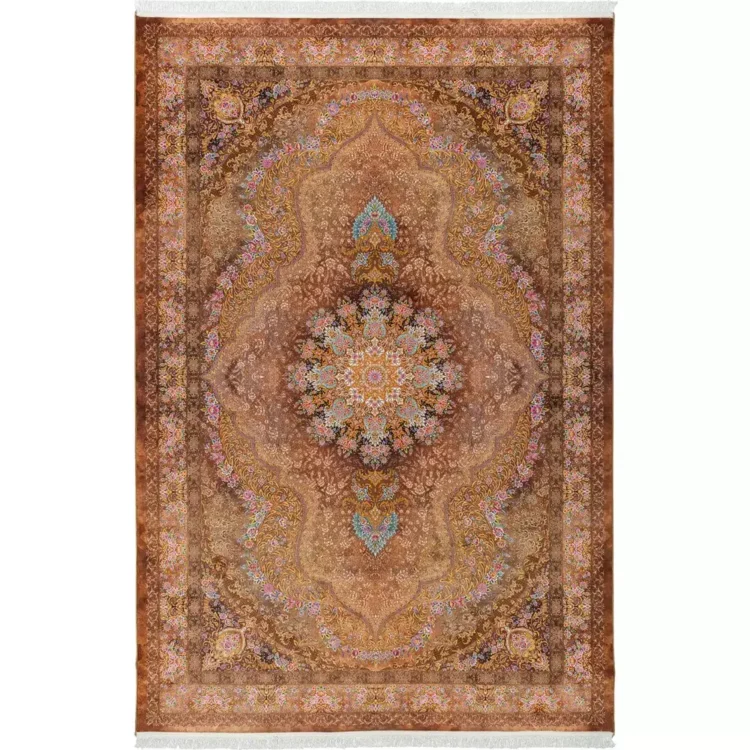 فرش 1500 شانه طرح دستباف 20012128 دارچینی