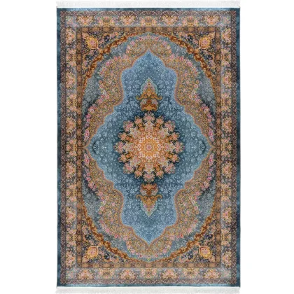 فرش 1500 شانه طرح دستباف 20012160 نقره ای