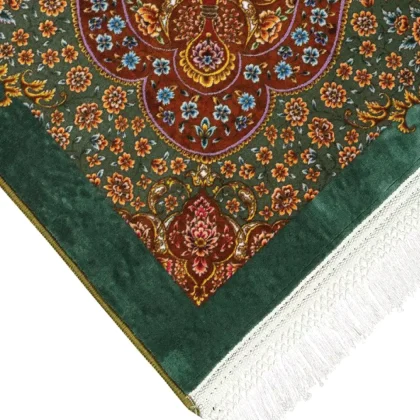 فرش 1500 شانه طرح دستباف 20015184 سبز دریایی