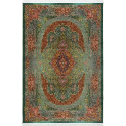 فرش 1500 شانه طرح دستباف 20015184 سبز دریایی