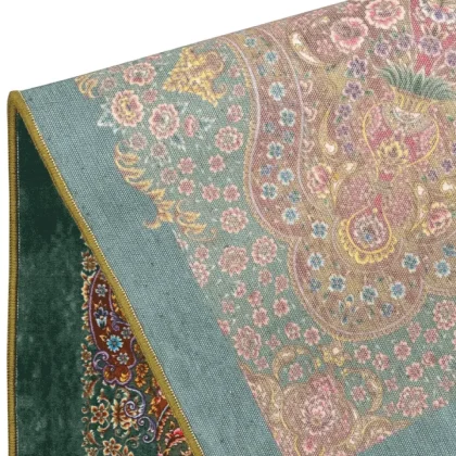 فرش 1500 شانه طرح دستباف 20015184 سبز دریایی