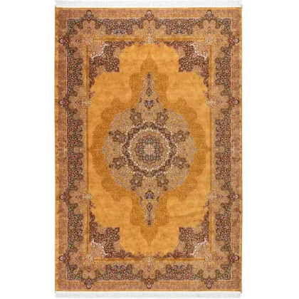 فرش 1500 شانه طرح دستباف 2002114 بادامی