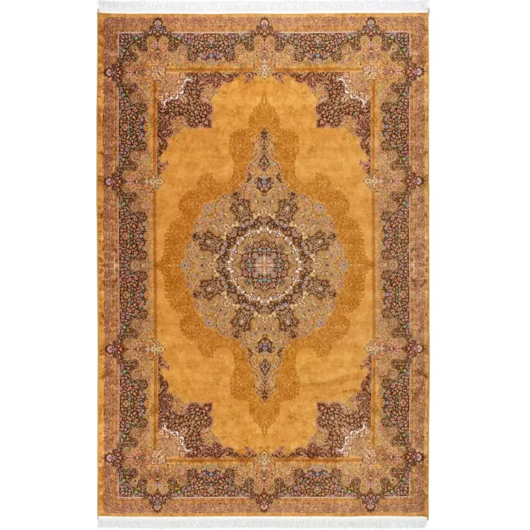 فرش 1500 شانه طرح دستباف 2002114 بادامی