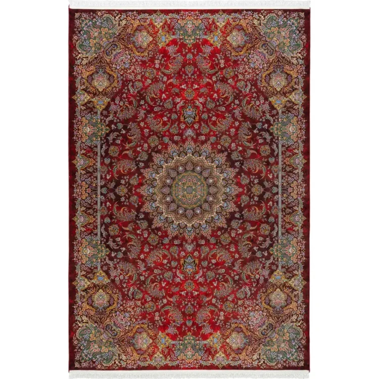 فرش 1500 شانه طرح دستباف 2003138 عنابی