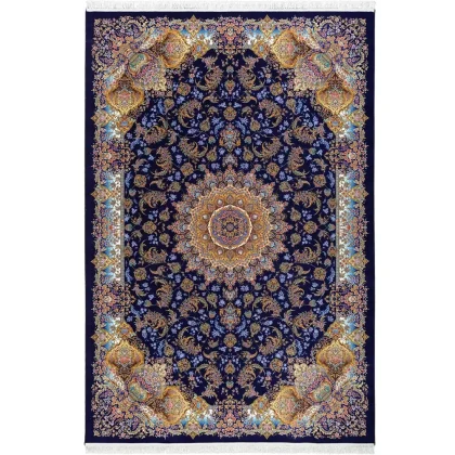 فرش 1500 شانه طرح دستباف 2003146 سرمه ای