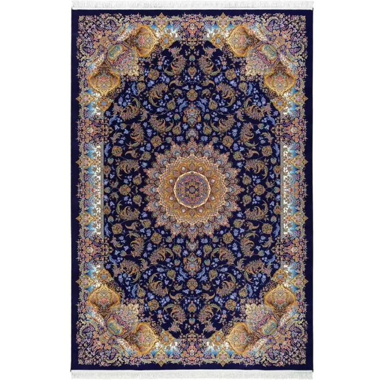 فرش 1500 شانه طرح دستباف 2003146 سرمه ای