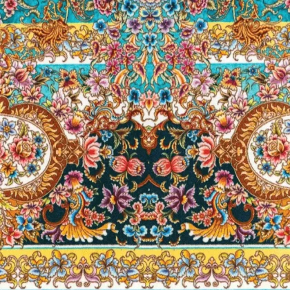 فرش 1500 شانه طرح دستباف 2004182 دریایی