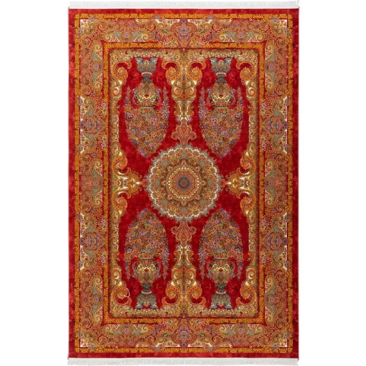 فرش 1500 شانه طرح دستباف 2006138 عنابی