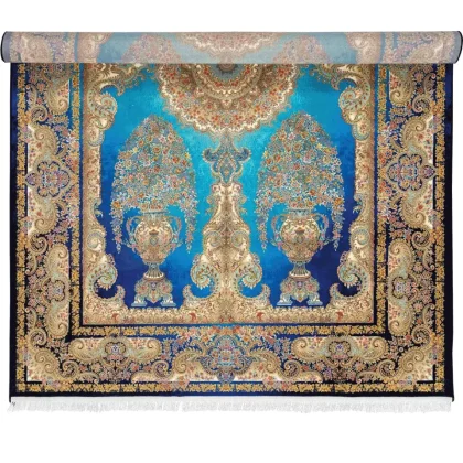 فرش 1500 شانه طرح دستباف 2006146 سرمه ای