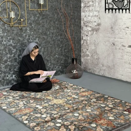 فرش مدرن آروین کد 73110 ذغالی لاکی