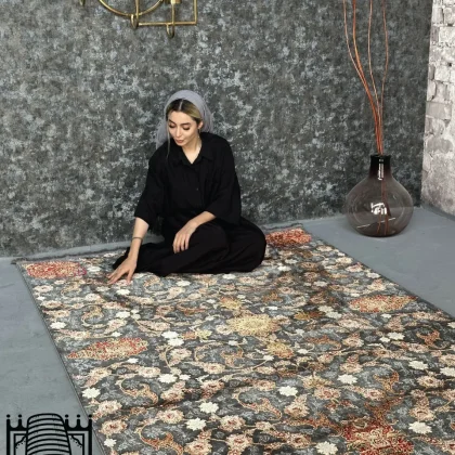 فرش مدرن آروین کد 73110 ذغالی لاکی
