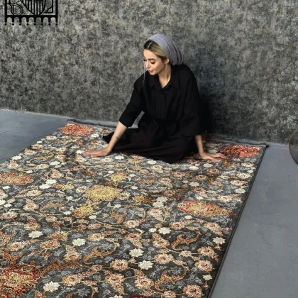 فرش مدرن آروین کد 73110 ذغالی لاکی