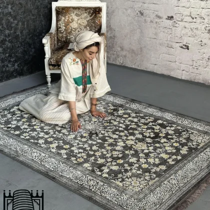 فرش مدرن آروین کد 73111 طوسی طلایی