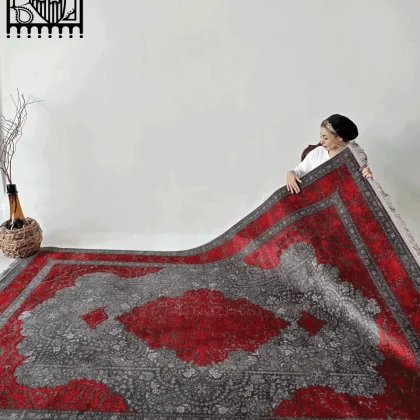 فرش مدرن آروین کد 73134 ذغالی لاکی