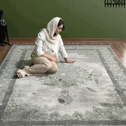 فرش مدرن آروین کد 73144 طوسی سبز