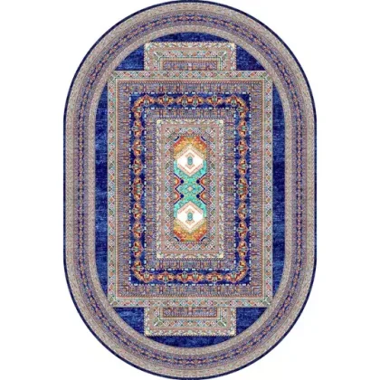 فرش سنتی بیضی کد 100330 سرمه ای 700 شانه