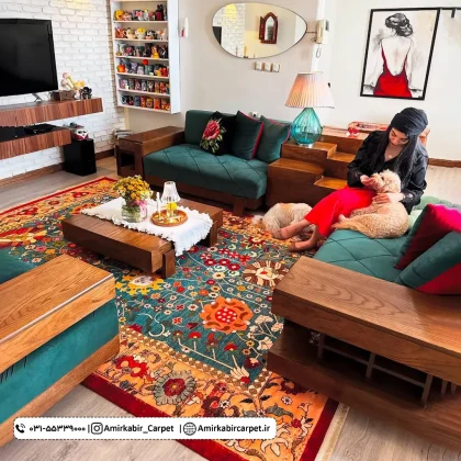 فرش سنتی کد 900403 سبز 1000 شانه