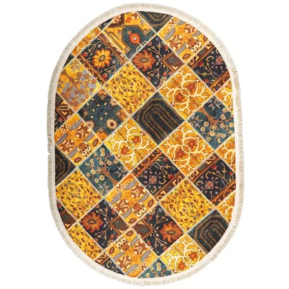 فرش سنتی بیضی کد GB11031 تمام رنگ 700 شانه