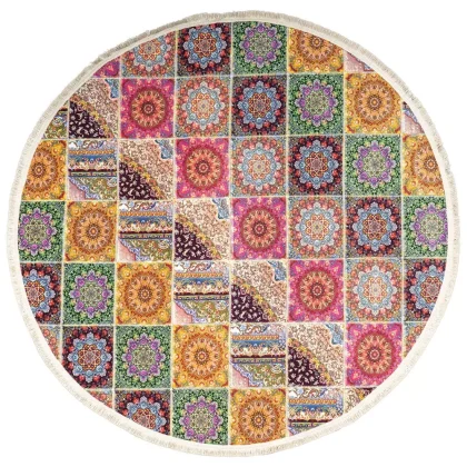 فرش سنتی گرد کد GB7608 تمام رنگ 700 شانه