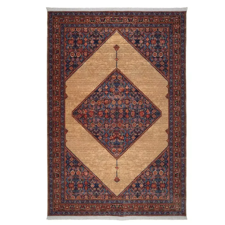 فرش سنتی کد 100337 بادامی 1000 شانه