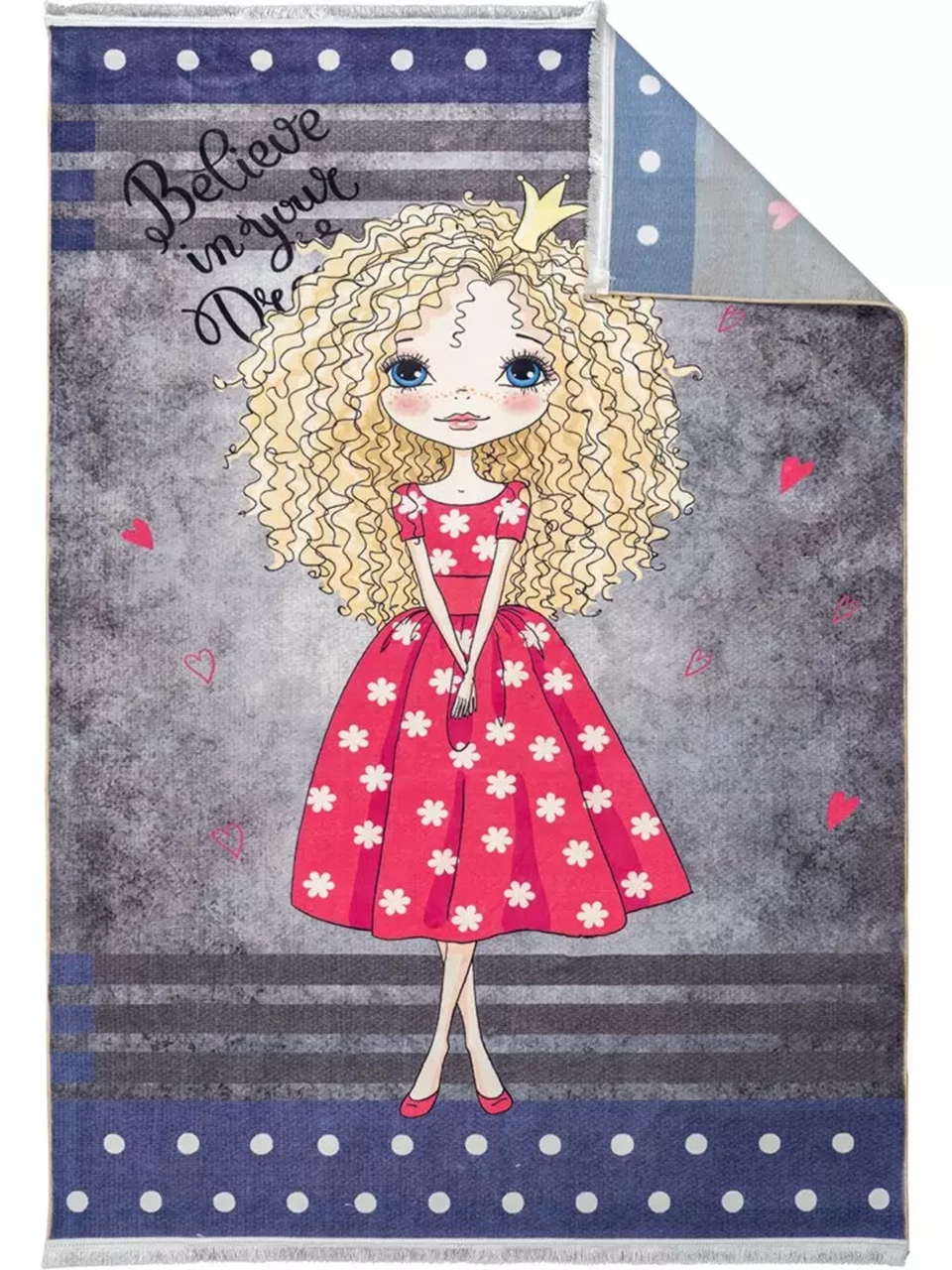 فرش کودک طرح دختر صورتی کد 2599012090