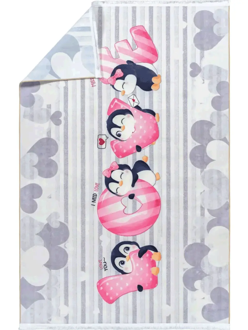 فرش کودک طرح پنگوئن های عاشق کد 25KM0140