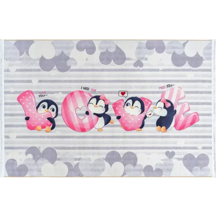 فرش کودک طرح پنگوئن های عاشق کد 25KM0140