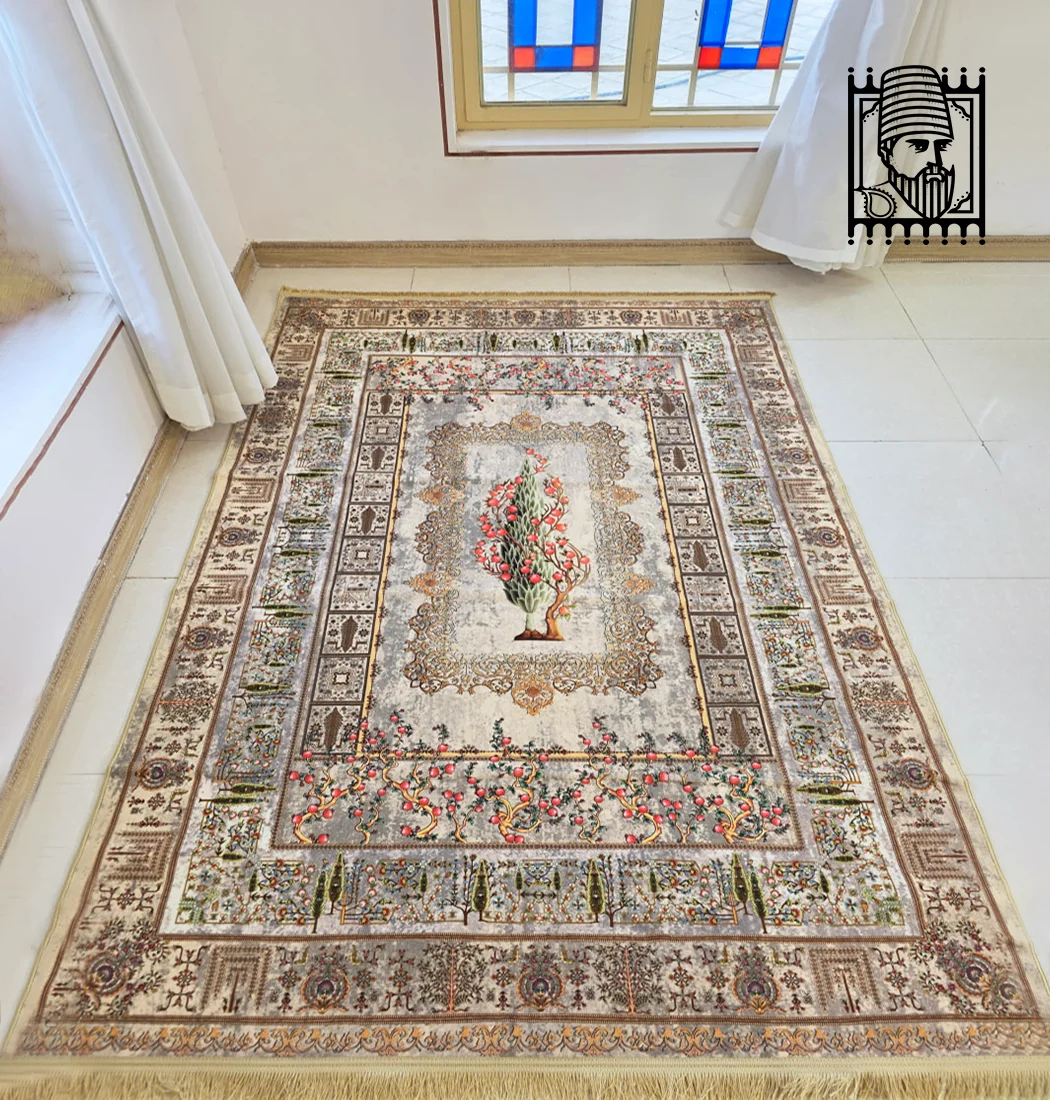 فرش طرح دستباف نقشه انار کد 709011 کرم فرش طرح دستباف نقشه انار کد 709011 کرم