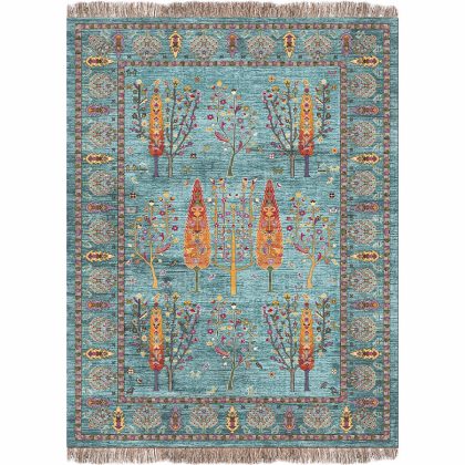 فرش 1240 شانه طرح دستباف کد c1011 آبی