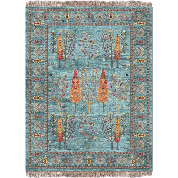 فرش 1240 شانه طرح دستباف کد c1011 آبی