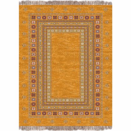 فرش 1240 شانه طرح دستباف کد C1091 زرد