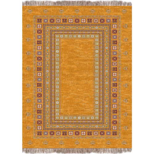 فرش 1240 شانه طرح دستباف کد C1091 زرد