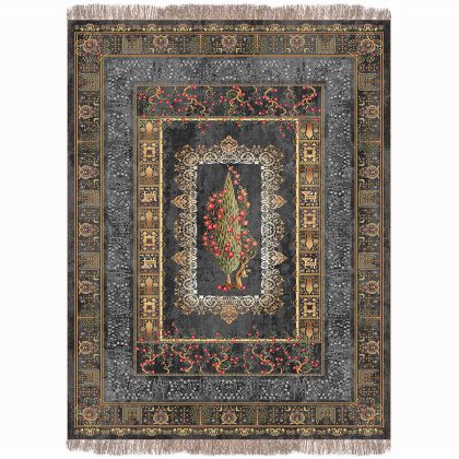 فرش طرح دستباف نقشه انار کد 709011 دودی