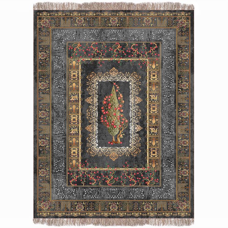 فرش طرح دستباف نقشه انار کد 709011 دودی