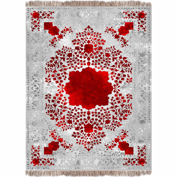 فرش 1240 شانه طرح دستباف کد G1021 نقره ای